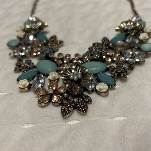 Teal Floral Statement Necklace